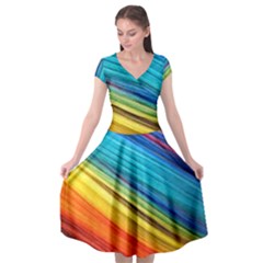 Rainbow Cap Sleeve Wrap Front Dress