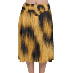 Animal Print Leopard Velvet Flared Midi Skirt