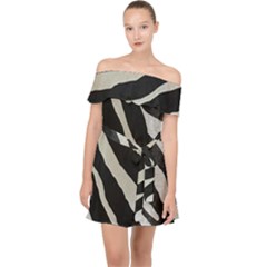 Zebra Print Off Shoulder Chiffon Dress