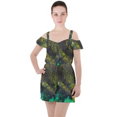 Deep In The Reef Ruffle Cut Out Chiffon Playsuit