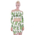 Prickle Plants2 Off Shoulder Top with Mini Skirt Set View1