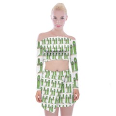 Prickle Plants Off Shoulder Top With Mini Skirt Set