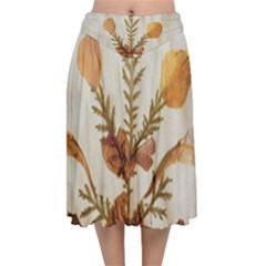 Holy Land Flowers 11 Velvet Flared Midi Skirt