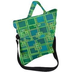 Green Abstract Geometric Fold Over Handle Tote Bag by Sapixe