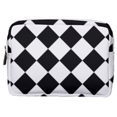 Grid Domino Bank And Black Make Up Pouch (medium) by Sapixe