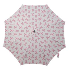 Pink Ribbon - Breast Cancer Awareness Month Hook Handle Umbrellas (large) by Valentinaart