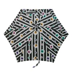 Pattern Eyeball Black And White Naive Stripes Gothic Halloween Mini Folding Umbrellas