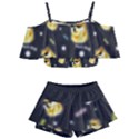 Doge Much Thug WOW Pattern Funny Kekistan Meme dog black background Kids  Off Shoulder Skirt Bikini View1