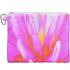 Fiery Hot Pink And Yellow Cactus Dahlia Flower Canvas Cosmetic Bag (xxxl) by myrubiogarden