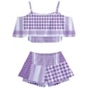 Purple Geometric Headdress Kids  Off Shoulder Skirt Bikini View1