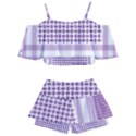 Purple Geometric Headdress Kids  Off Shoulder Skirt Bikini View2