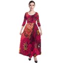 Peach and Pink Zinnias Quarter Sleeve Maxi Velour Dress View1