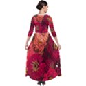Peach and Pink Zinnias Quarter Sleeve Maxi Velour Dress View2