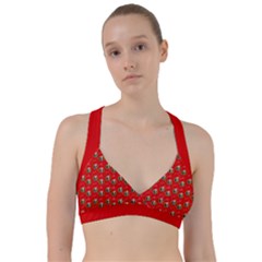 Trump Wrait Pattern Make Christmas Great Again Maga Funny Red Gift With Snowflakes And Trump Face Smiling Sweetheart Sports Bra