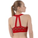 Trump Wrait Pattern Make Christmas Great Again MAGA Funny Red Gift with Snowflakes and Trump Face smiling Sweetheart Sports Bra View2