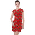 Trump Wrait Pattern Make Christmas Great Again MAGA Funny Red Gift with Snowflakes and Trump Face smiling Drawstring Hooded Dress View1