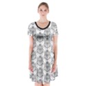 Scarab Pattern Egyptian Mythology Black and White Short Sleeve V-neck Flare Dress View1