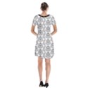 Scarab Pattern Egyptian Mythology Black and White Short Sleeve V-neck Flare Dress View2