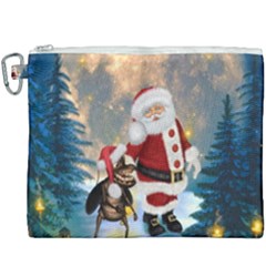 Merry Christmas, Santa Claus With Funny Cockroach In The Night Canvas Cosmetic Bag (xxxl) by FantasyWorld7
