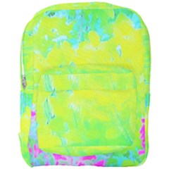 Fluorescent Yellow And Pink Abstract Garden Foliage Full Print Backpack by myrubiogarden