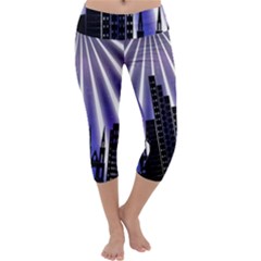 Superhero Background Lights City Capri Yoga Leggings