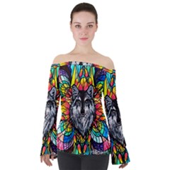 Wolf - Off Shoulder Long Sleeve Top by tealswan