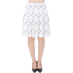 Honeycomb Pattern Black And White Velvet High Waist Skirt
