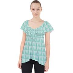 Mint Triangle Shape Pattern Lace Front Dolly Top