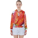 Red tulip and black stripes Women s Tie Up Sweat View1