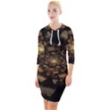 Fractal Flower Floral Bloom Brown Quarter Sleeve Hood Bodycon Dress View1