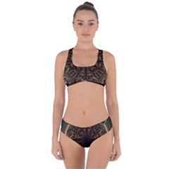 Fractal Circle Globes Geometric Criss Cross Bikini Set