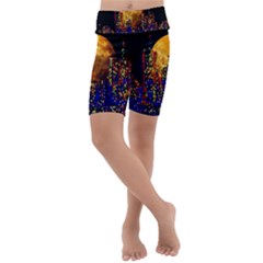 Skyline Frankfurt Abstract Moon Kids  Lightweight Velour Cropped Yoga Leggings