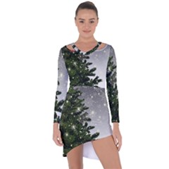 Christmas Fir Tree Mockup Star Asymmetric Cut-out Shift Dress