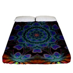 Abstract Art Blue Orange Fitted Sheet (queen Size)