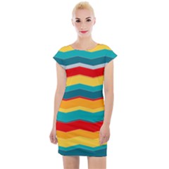 Retro Colors 60 Background Cap Sleeve Bodycon Dress