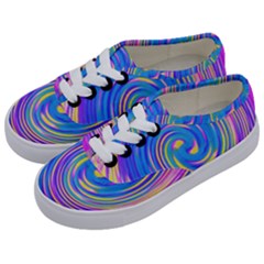 Cool Abstract Pink Blue And Yellow Twirl Liquid Art Kids  Classic Low Top Sneakers