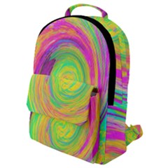 Groovy Abstract Purple And Yellow Liquid Swirl Flap Pocket Backpack (small) by myrubiogarden
