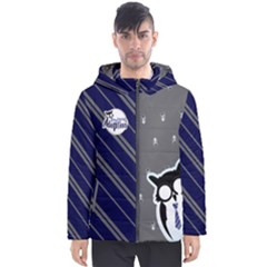 Blue/gray Owl Men s Hooded Puffer Jacket