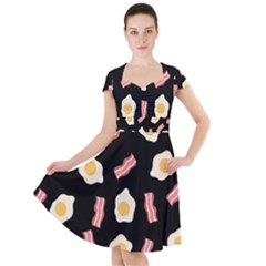 Bacon And Egg Pop Art Pattern Cap Sleeve Midi Dress