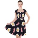 Bacon and Egg Pop Art Pattern Cap Sleeve Midi Dress View1