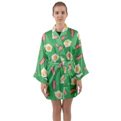Bacon And Egg Pop Art Pattern Long Sleeve Kimono Robe