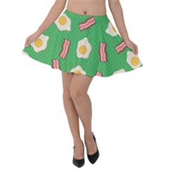 Bacon And Egg Pop Art Pattern Velvet Skater Skirt