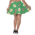 Bacon and Egg Pop Art Pattern Velvet Skater Skirt View2