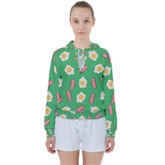 Bacon And Egg Pop Art Pattern Women s Tie Up Sweat