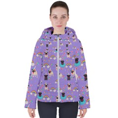 Pug Unicorns Women s Hooded Puffer Jacket