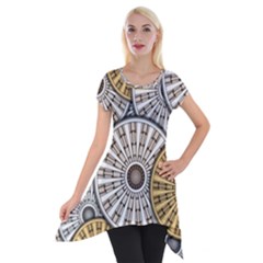 Gears Round Header Banner Cog Short Sleeve Side Drop Tunic