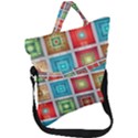 Tiles Pattern Background Colorful Fold Over Handle Tote Bag View1