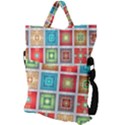 Tiles Pattern Background Colorful Fold Over Handle Tote Bag View2
