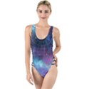 Network Earth Block Chain Globe High Leg Strappy Swimsuit View1