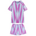Geometric 3d Design Pattern Pink Kids  Swim Tee and Shorts Set View1